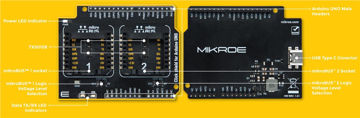 Mikroe MIKROE-5739 Click Shield for Arduino UNO